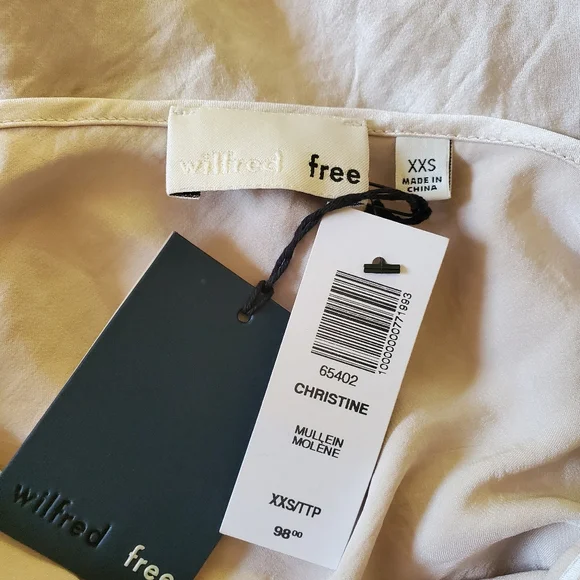 BNWT WILFRED FREE | Beige Midi V-Neck Spaghetti Strap Slip Dress (Size XXS) - Picture 9 of 10